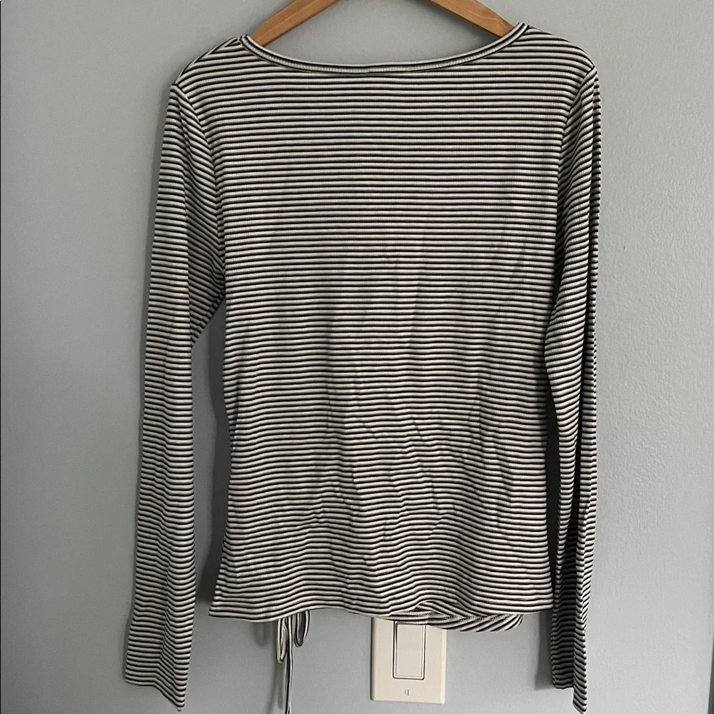 Striped Ruched Long Sleeve Tee